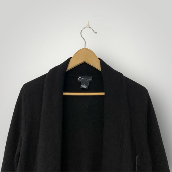 C by Bloomingdales Cashmere Cardigan Zip Sz L Black - Picture 2 of 9